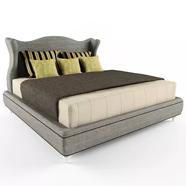 Hickory White Bed: Textural Elegance 3D model image 1 