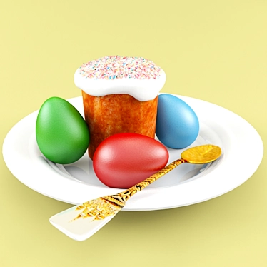 Golden Spoon Easter Egg Plate 3D model image 1 