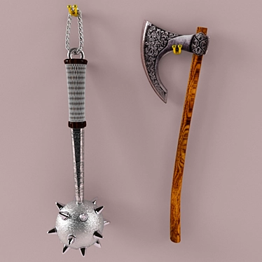 Medieval Mace and Axe Wall Art 3D model image 1 