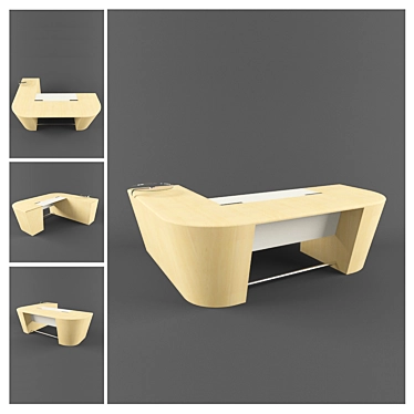 Modern Oak Executive Desk 3D model image 1 