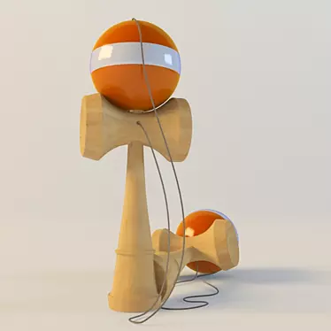 Traditional Japanese Wooden Toy: Kendama 3D model image 1 