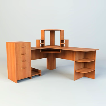 Modern Computer Desk + FBX File 3D model image 1 