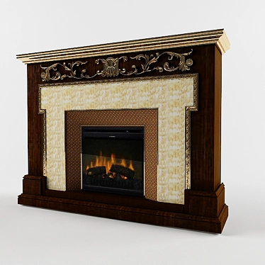 "Venice" Electric Fireplace with Venezia nut Inset 3D model image 1 