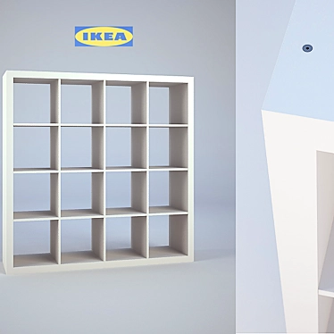 Minimalist White Shelving Unit 3D model image 1 