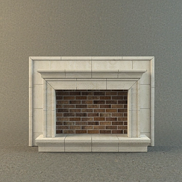  Traverine & Clinker Brick Decor Fireplace 3D model image 1 