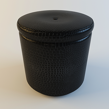 Modern Crocodile Leather Cylinder Pouf 3D model image 1 