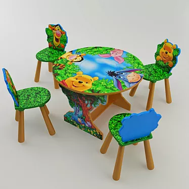 Disney Winnie's Forest Table & Chairs Set 3D model image 1 