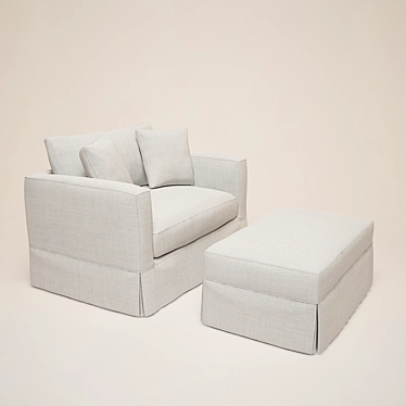 Modern Sofa and Ottoman Set 3D model image 1 