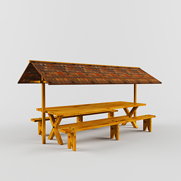 Wooden Roofed Gazebo 3D model image 1 