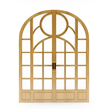 Elegant Stained Double-Leaf Doors 3D model image 1 