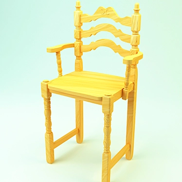 Title: Wooden High Chair 3D model image 1 