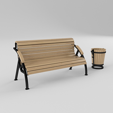 Outdoor Seating Bench 3D model image 1 