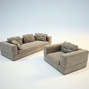 Elegant Lounge Set 3D model image 1 