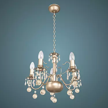 Barcelona Chandelier: German Craftsmanship, Crystal Elements, Nickel Base 3D model image 1 