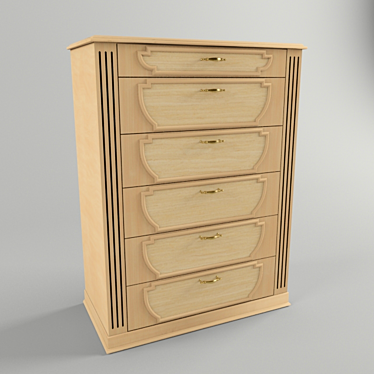 Elegant Oak Chest of Drawers 3D model image 1 