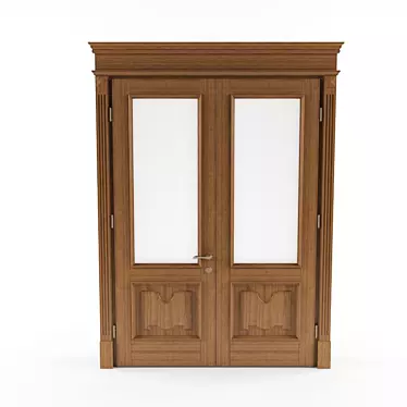 Satin Glass Double Pocket Door 3D model image 1 