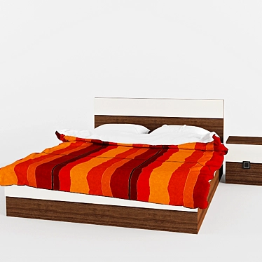 Embawood Satin Nightstand Bed Set 3D model image 1 
