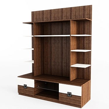 Elegant Walnut TV Showcase 3D model image 1 