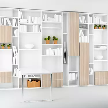 Versatile Bookcase with Workspace 3D model image 1 