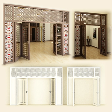 Exquisite Oriental Doors 3D model image 1 