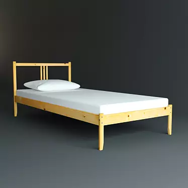 Elegant Pine Single Bed 3D model image 1 