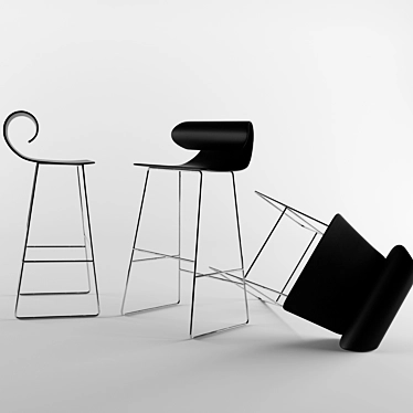 Contemporary Bar Stool 3D model image 1 