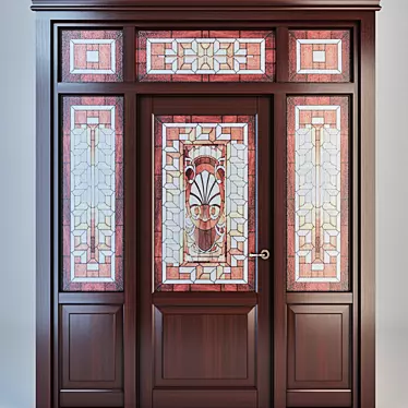 Exquisite Wooden Entry Door 3D model image 1 