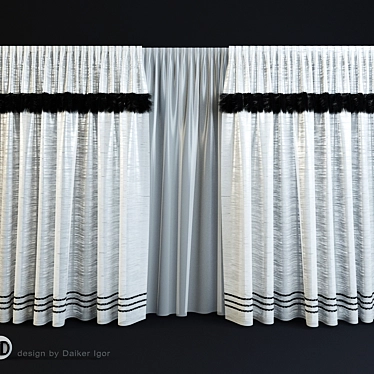 Title: Chalet-Style Fur-Lined Blinds 3D model image 1 