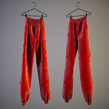 Sporty Shoulder-Hanging Pants 3D model image 1 