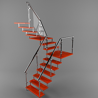 Modern U-Shaped Staircase 3D model image 1 