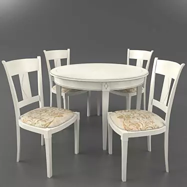 French Elegance: Bernard Siguier Dining Table 3D model image 1 