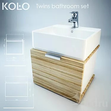 Kolo Twins Bathroom Set: Stylish & Functional 3D model image 1 