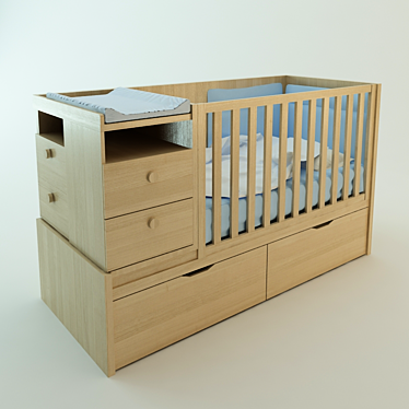 Avola Blanco Convertible Baby Crib 3D model image 1 