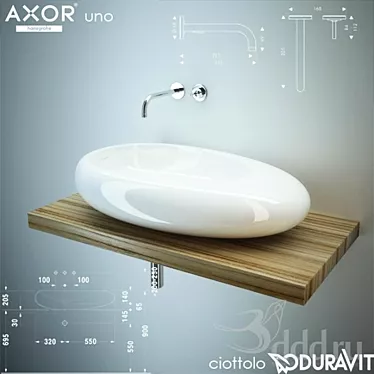 Elegant Duravit Ciottolo + Hansgrohe Axor Uno 3D model image 1 
