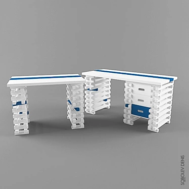 Handcrafted Wooden Table 3D model image 1 
