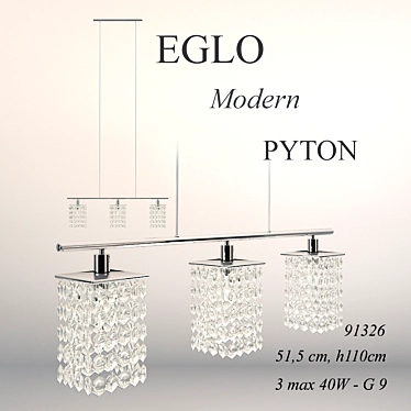 Modern 3-Light Eglo Pyton Chandelier 3D model image 1 