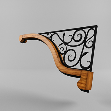 Entryway Bracket - Wood and Metal 3D model image 1 