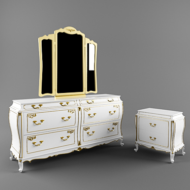 Elegant Classic Drawer & Bedside 3D model image 1 