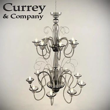 Elegant Bronze Chandelier: Currey & Company 9151 3D model image 1 