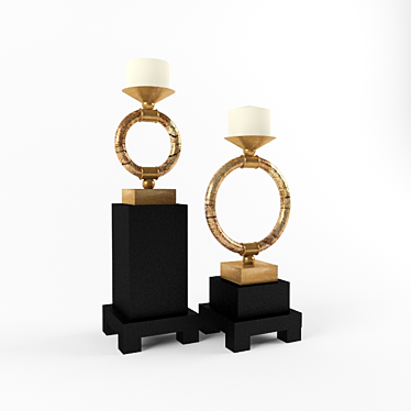 Modern American Wood Candle Holders 3D model image 1 