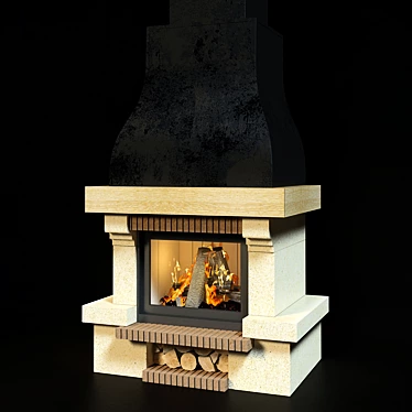 Title: Natural Wood Burning Fireplace 3D model image 1 