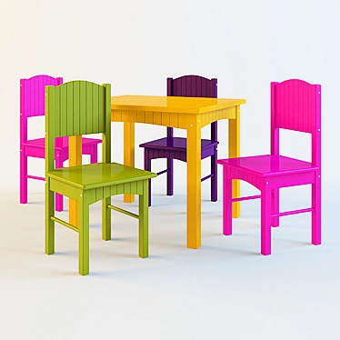 Kids Table & Chairs Set 3D model image 1 