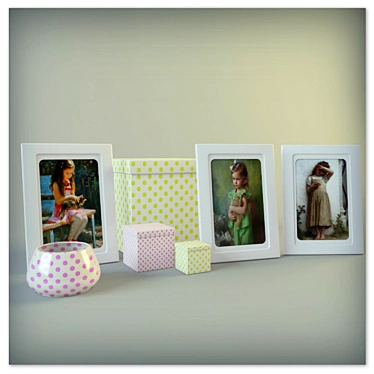 Tiny Tots Trio: Baby Photo Frames 3D model image 1 