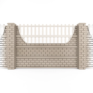 Concrete Fence: Sturdy and Secure 3D model image 1 