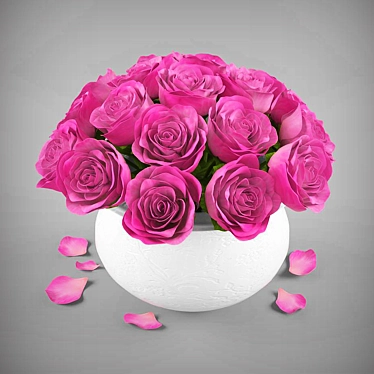 Pink Rose Bouquet - Elegant Floral Arrangement 3D model image 1 