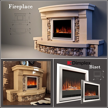 Marble and Stone Electric Fire 3D model image 1 