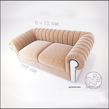 Transformable Velvet Sofa 3D model image 1 