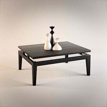 Modern Glass Coffee Table with Lower Shelf 3D model image 1 