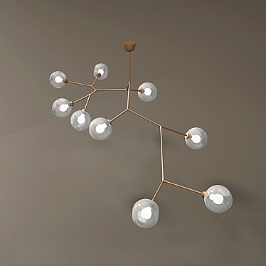 9-Globe Branching Chandelier 3D model image 1 