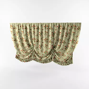 Floral Cotton Curtains 3D model image 1 